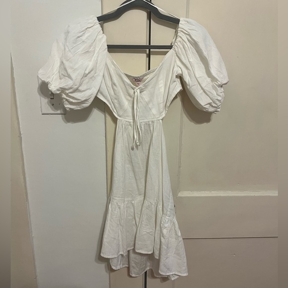 NWOT ASOS Miss Selfridge Petite Cut Out Cotton Flax Mini Dress in Ivory - Picture 5 of 8